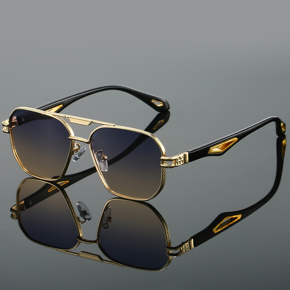 Vintage Square Sunglasses Men New Classic Double Bridge Gradient Shades Trendy Retro Brand Designer Outdoor Sun Glasses ddmysat