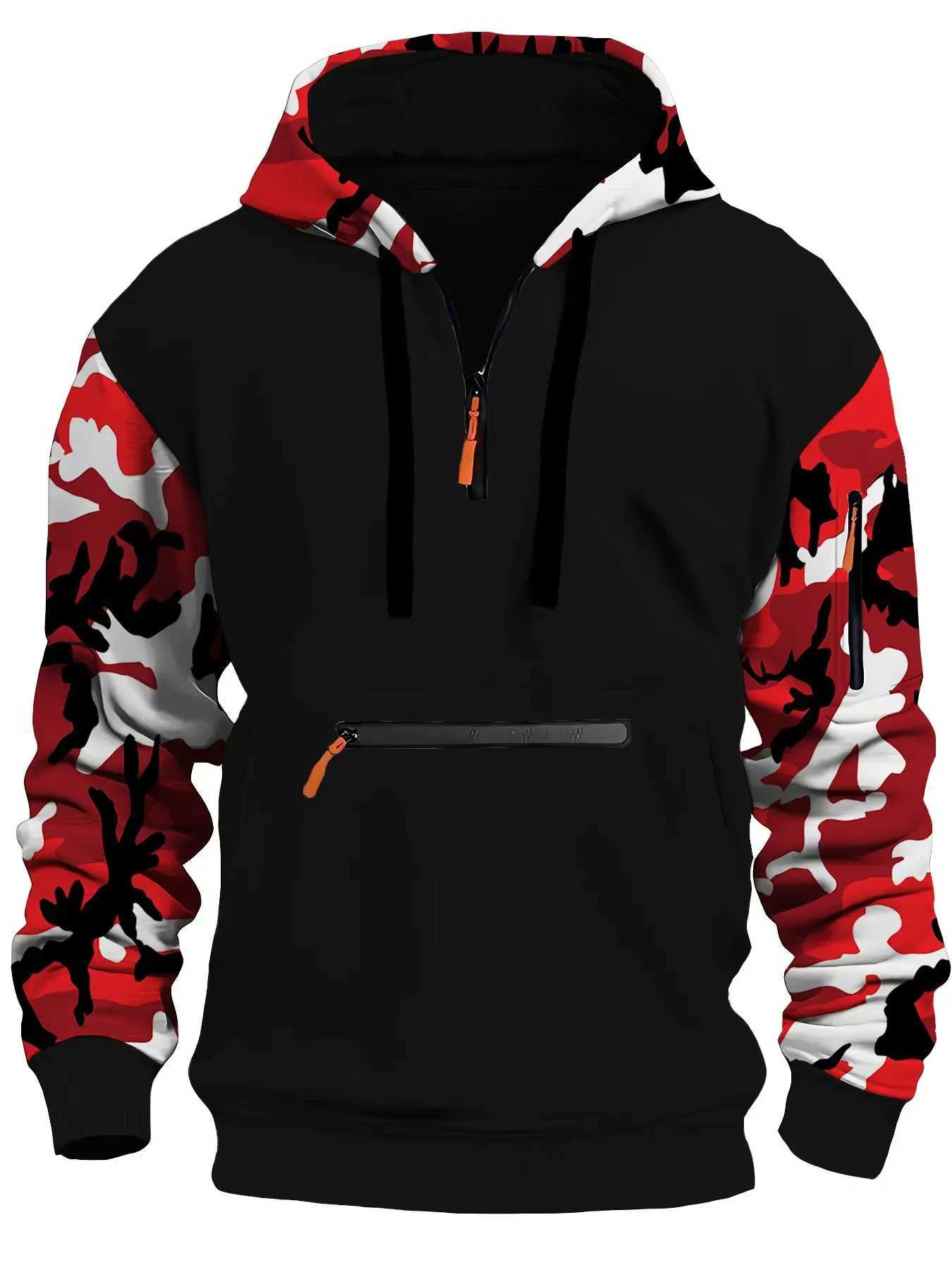 Autumn and winter men's new casual hoodie quty camouflage arm zipper long-slved pullover trend hoodie ins fashion Skids S2609225UB7