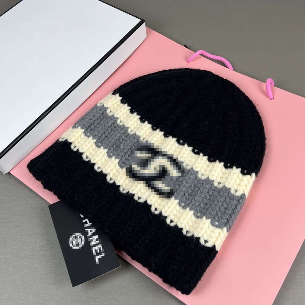 Luxury Black White Striped Chan Beanie Skull Caps Fashion Letter knitted hat winter designer Bonnet Caps High quality Beanie mens women warm hat AAA