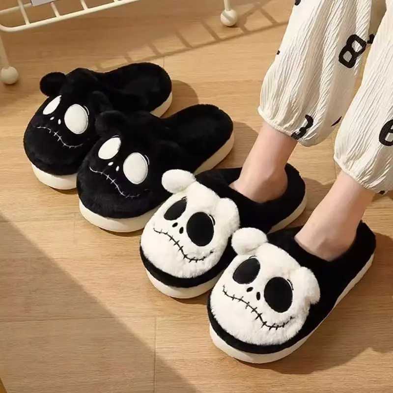 New Halloween Cute Skull Cotton Slippers Warm In Winter Can Wear Anti Slip Bottom Fashion Anime Men's and Women's Home Slippers T260922