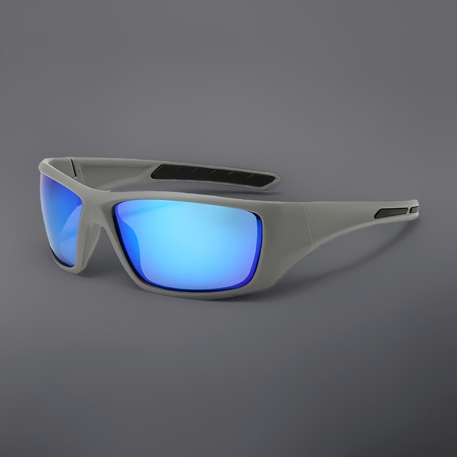 New Sports Polarized Sunglasses Men, Suitable For Outdoor Cycling Fishing, With UV Protection, Black Frame, And Blue Film Lenses Laotie