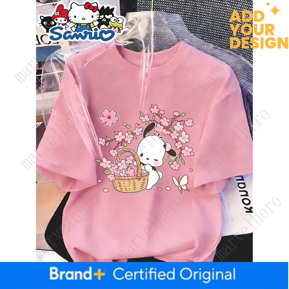 Sakura Basket Pompompurin Pattern Women S Round Neck Short Sleeve T Shirt Spring Summer Casual Athletic Machine Washable Comfortable Fit