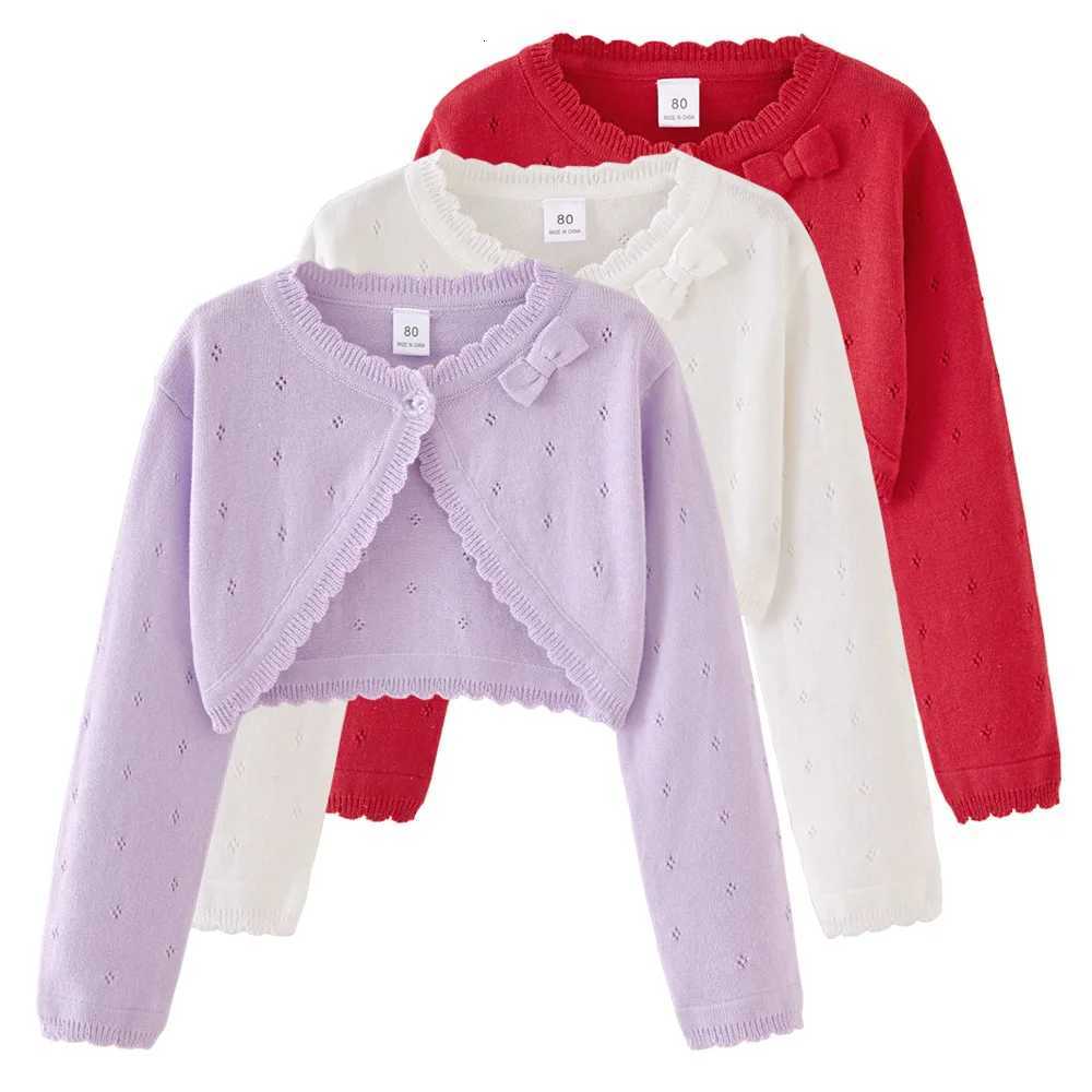 Jacket Pullover Girls Knitted Cardigan 2026 Spring And Summer New Bow Pink Children's Sweater Cotton Cute Sun Shawl Children's Clothing C2