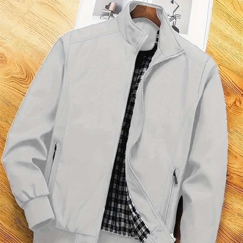 Men's Plus-Size Jacket Casual Plus-Size Coat Thin Spring and Autumn Jacket with Stand Collar 260920