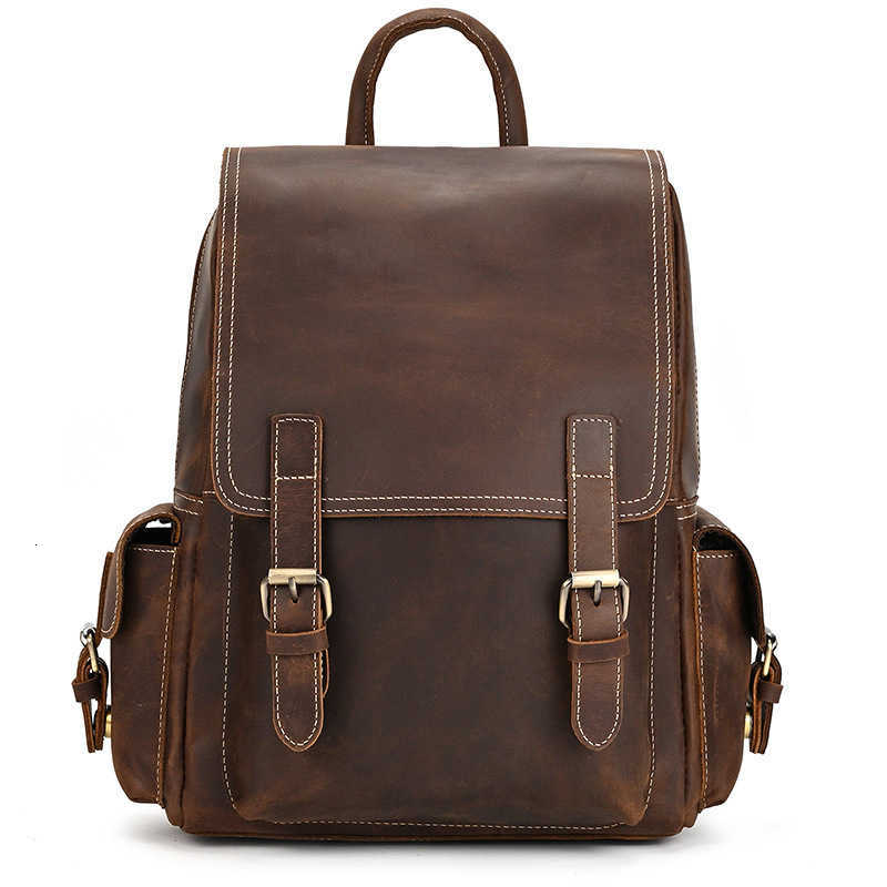 Horse Backpack Crazy Style Leather Backpack Men Genuine Leather Large Capacity Travel Daypack Unisex School Bag Fashion Knapsack H260922