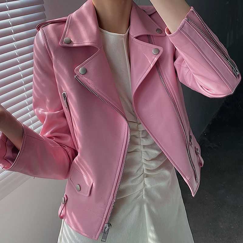 Sheepskin Leather Real Jacket for Women 2024 Fashion Short Moto Biker Female First Layer Lambskin Full Sleeve Leather Jackets C260921