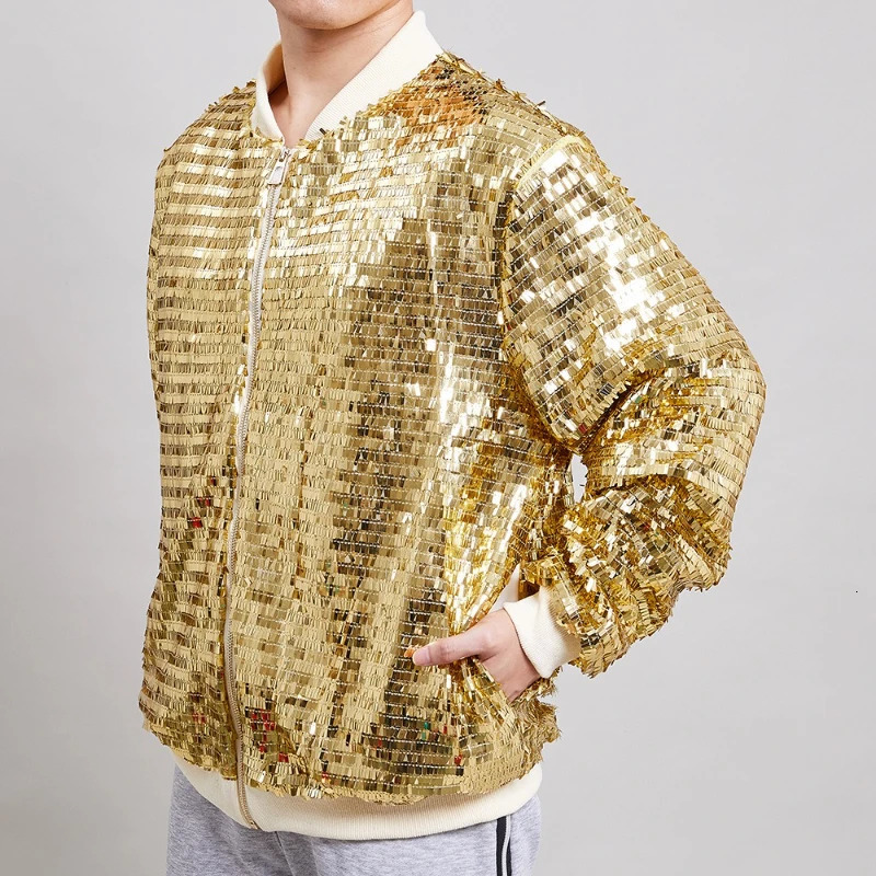 EuroAmerican MultiColor Blade Sequin Jacket for Men Fashionable and Sophisticated Party Mens Baseball Uniform Eur Size 260922