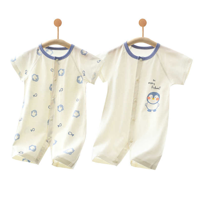 Newborn clothes baby short sleeved jumpsuit summer thin style for boys and girls baby jumpsuit climbing suit boneless pajamas Q260919
