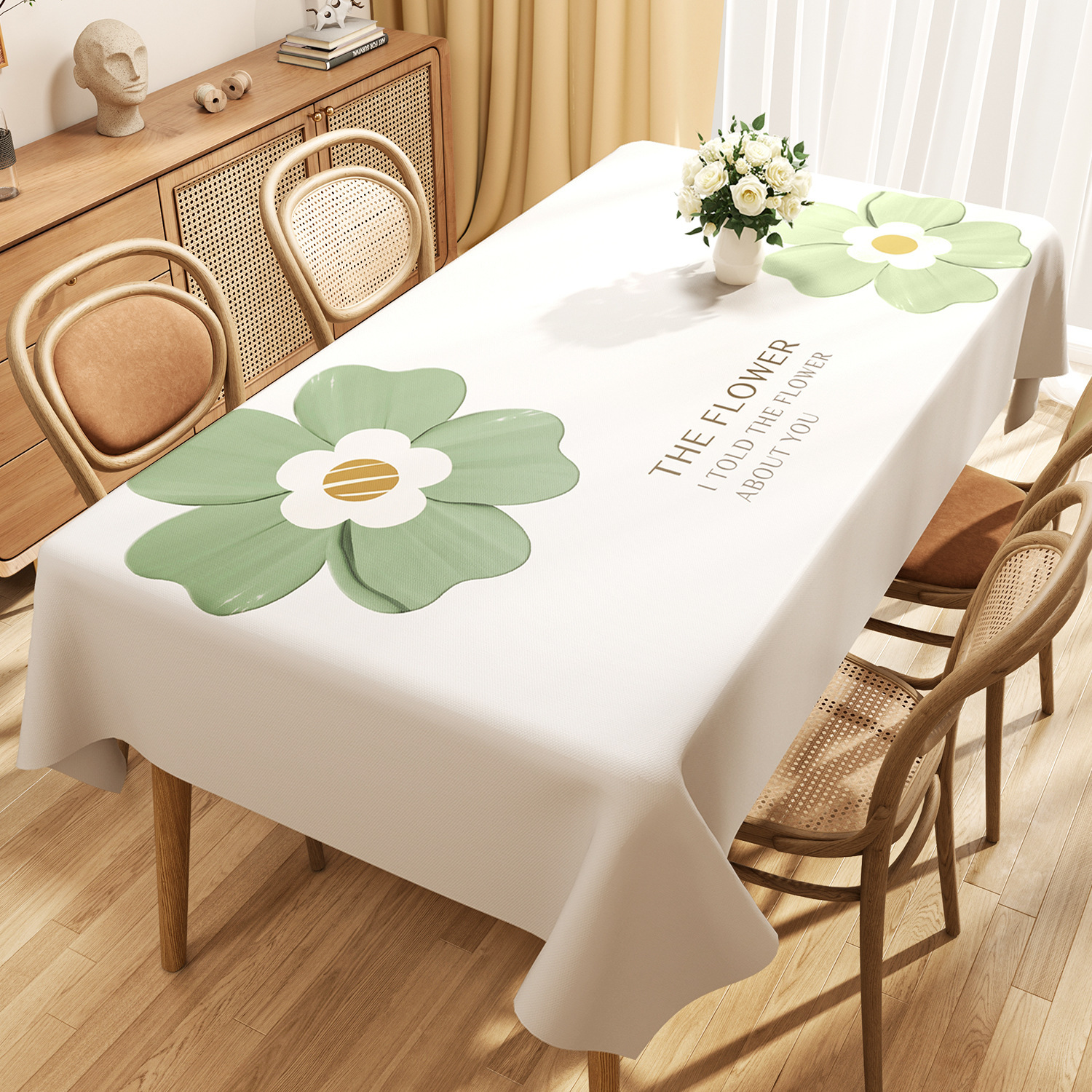 Nappe rectangulaire en PVC personnalisée, Style minimaliste frais, étanche à l'huile et sans entretien, YL-39232