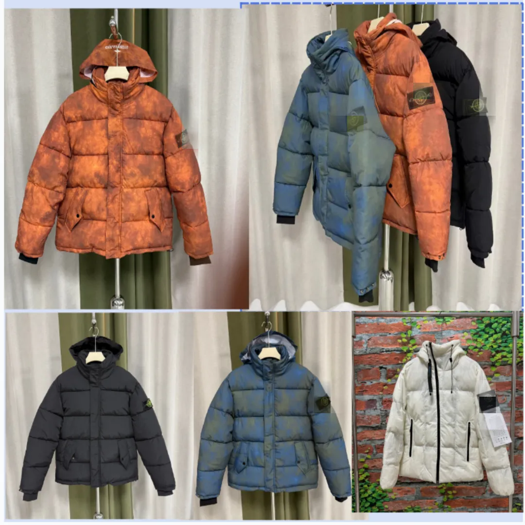 winter jacket stone puffer jacket mens coat body warmer thick hooded jacket high quality white duck puffer zip2026