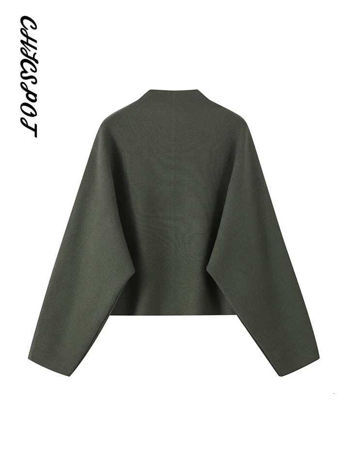 Women's Jackets Knitted Stand Collar Zipper Jackets Women Casual Solid Loose Fitting Full Sleeve Autumn Coats Fashion Office Lady New Outerwear