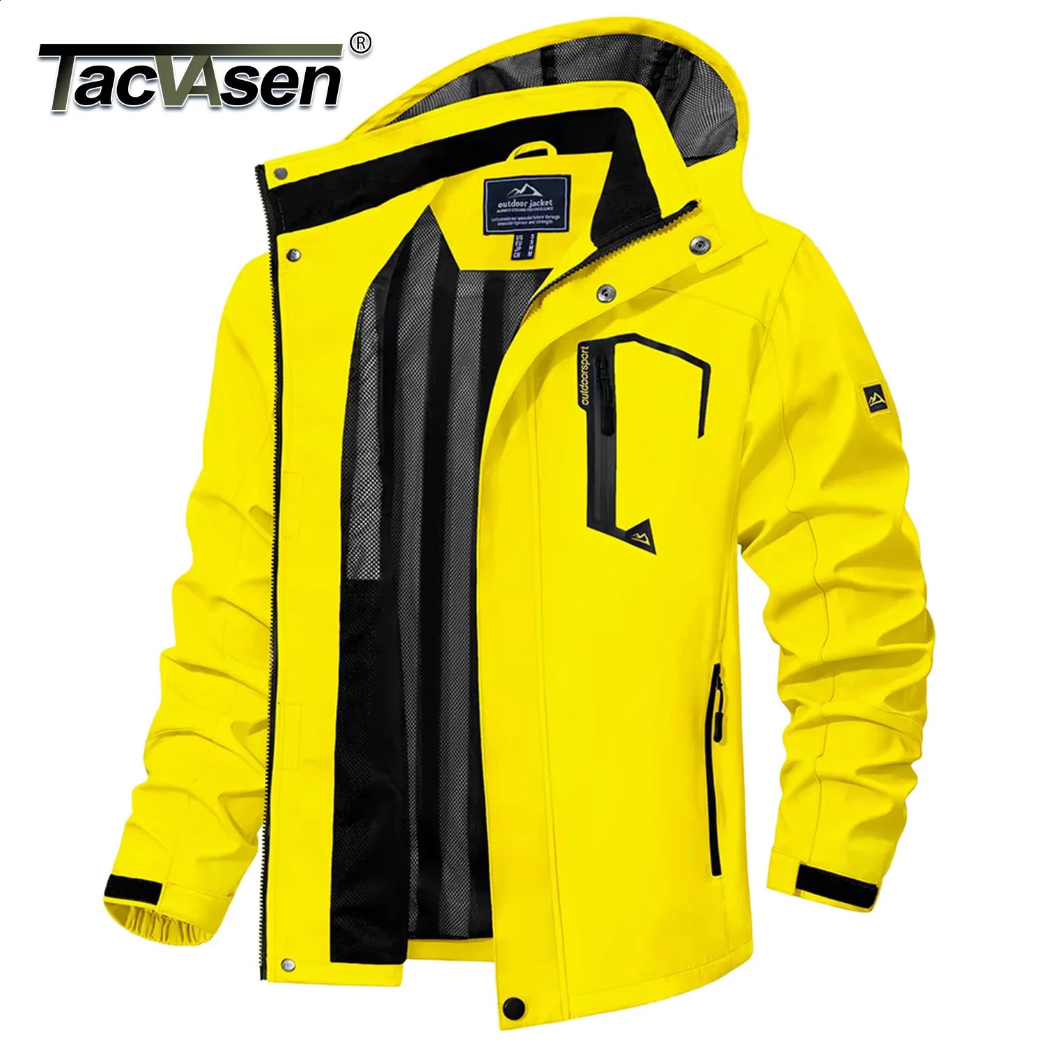 TACVASEN Spring Autumn Lightweight Jackets Mens Mesh Lined Waterproof Rain Jacket Outdoor Fishing Hiking Jacket Male Windbreaker 260921