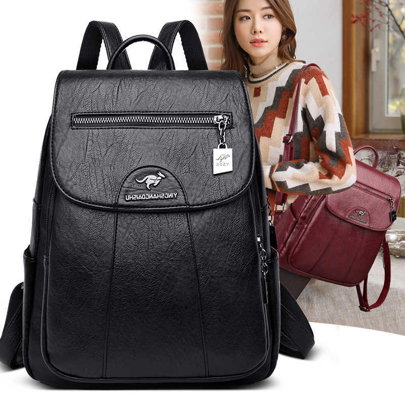 Leather Faux Backpack Backpack Style for Women Flap Zipper Pocket Adjustable Shoulder Straps Large Capacity Casual for Daily Shopping Travel H260922