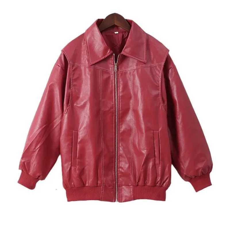 Leather Jacket Vintage Women's Panel Asymmetric Zipper Detail Notched Lapel Retro Boho Style C260921