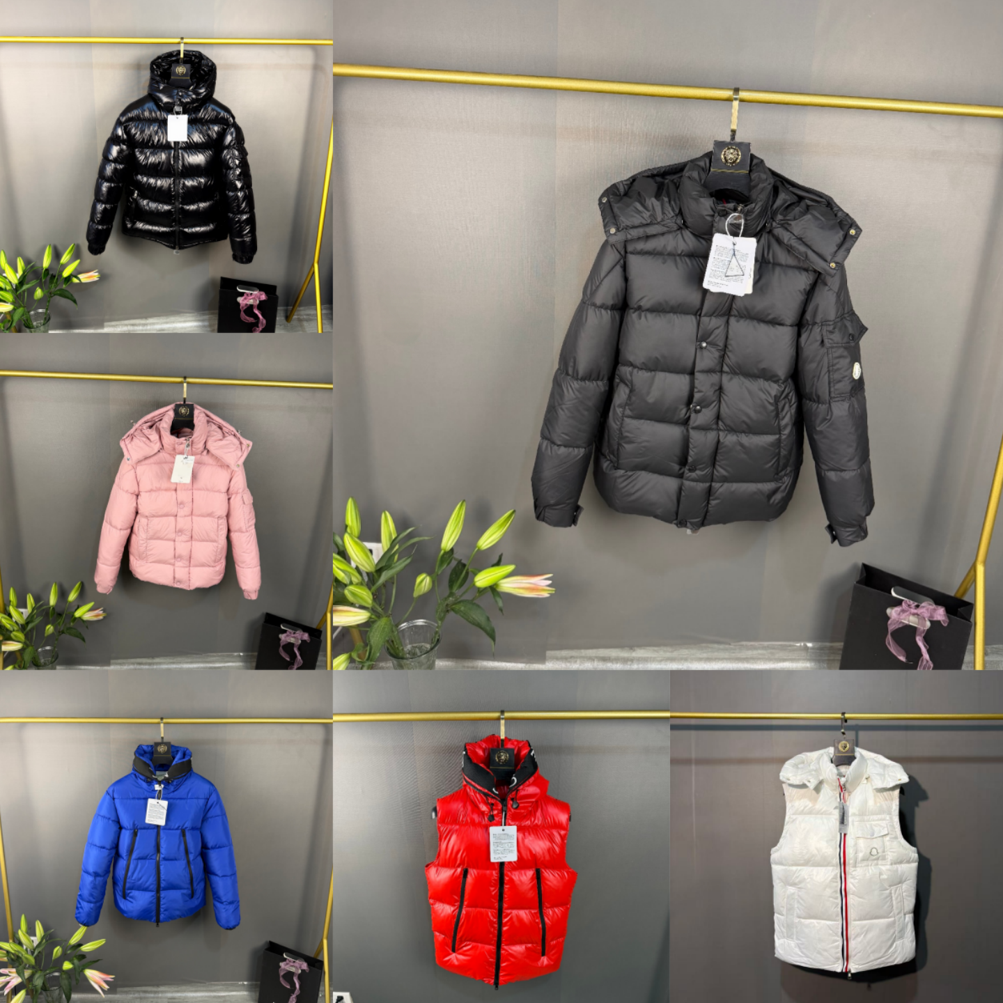 Luxury Puffer Jacket Maya Short Down Jacket Hooded Shiny Sleeve Flap Pocket Vest Winter Coat Unisex Size M-5XL
