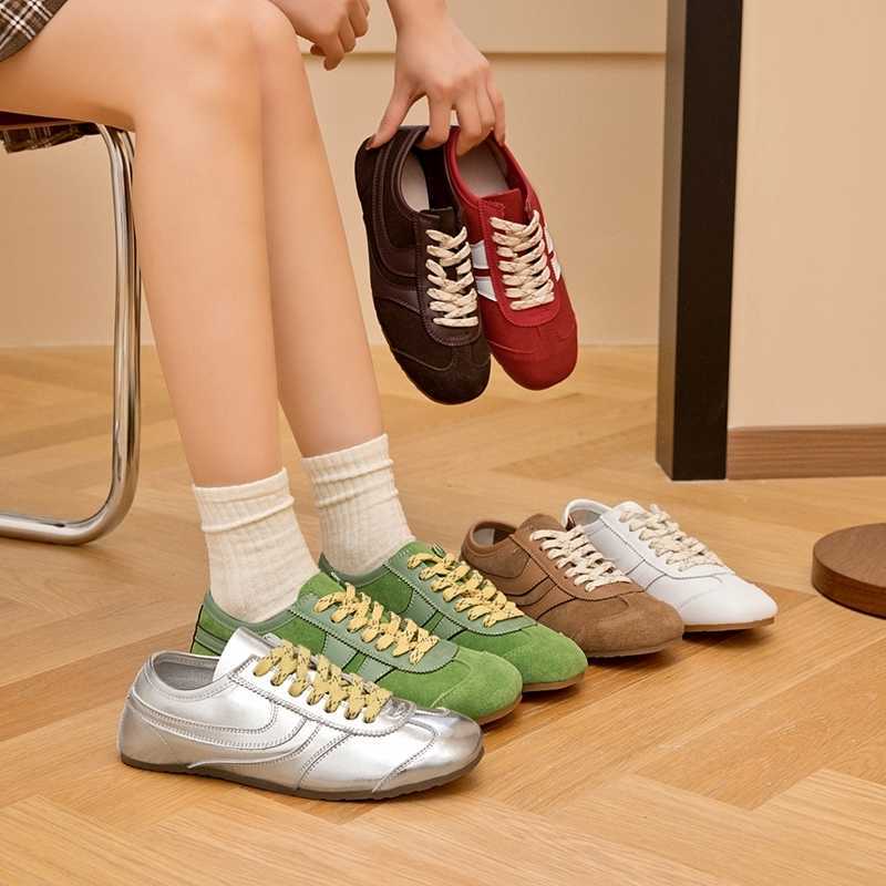 Shoes Casual Training Shoes German Women 2026 New Genuine Leather Women Sneakers Flat Lace-up Large Size Forrest Gump Shoes Women D260922