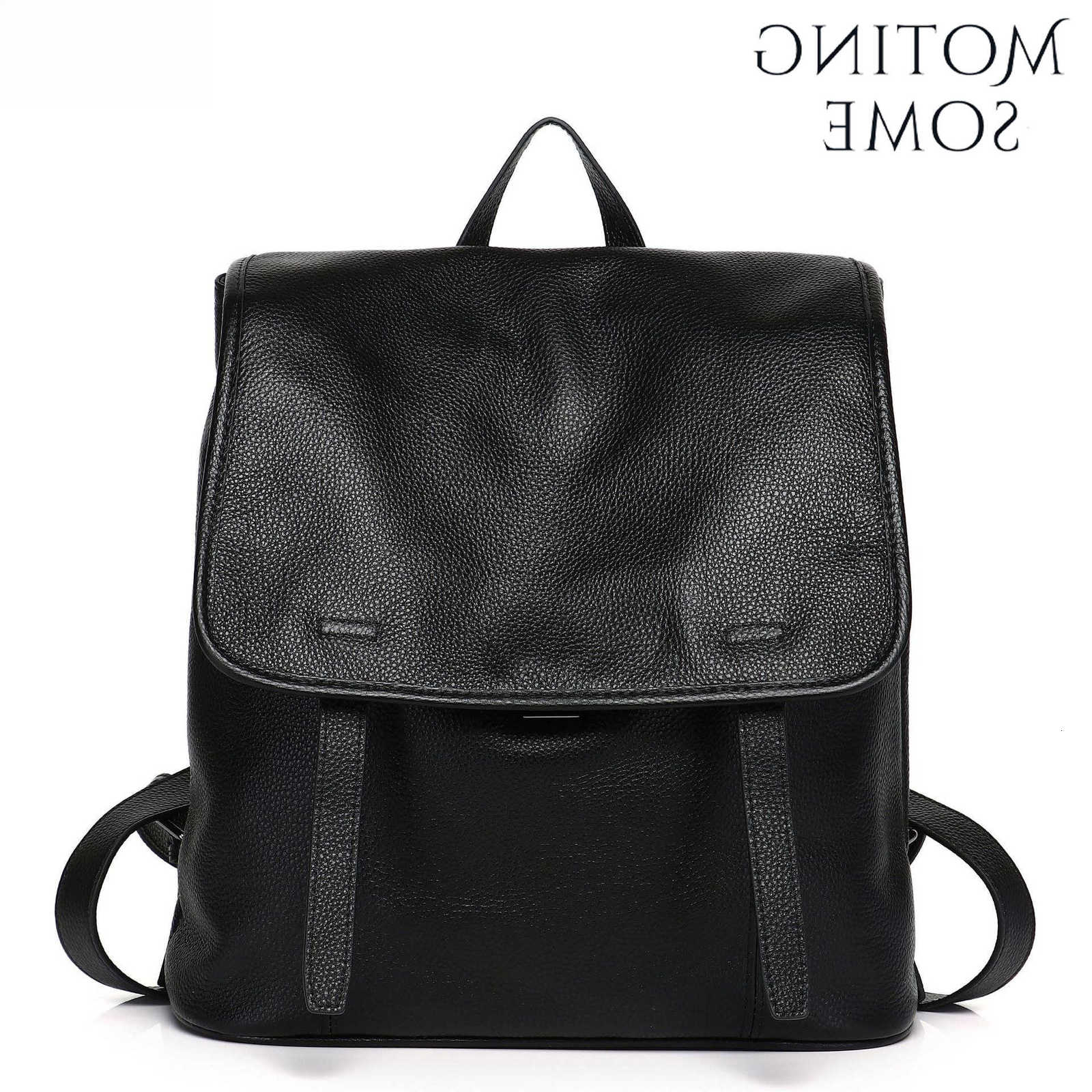 Minimalism MOTINGSOME Backpack Woman Style Backpack Soft Genuine Leather School Back Pack Lighyweight Cowhide Casual Sackpack Black 2026 New In H260