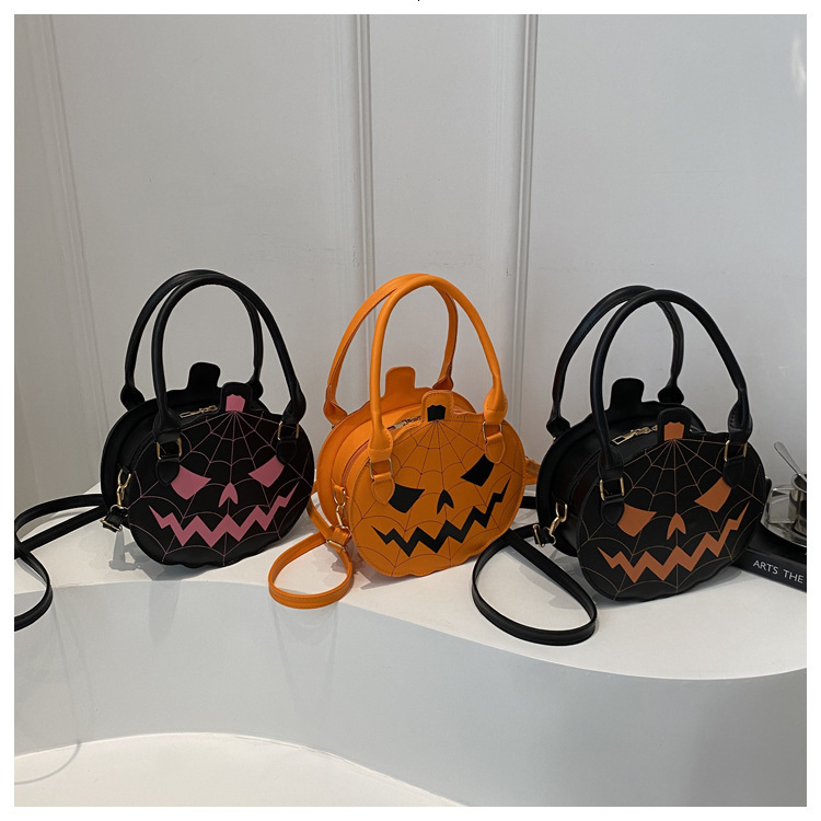New trendy cartoon-style bag - stylish and trendy casual crossbody bag with simple design and large capacity, featuring a unique Halloween pumpkin p