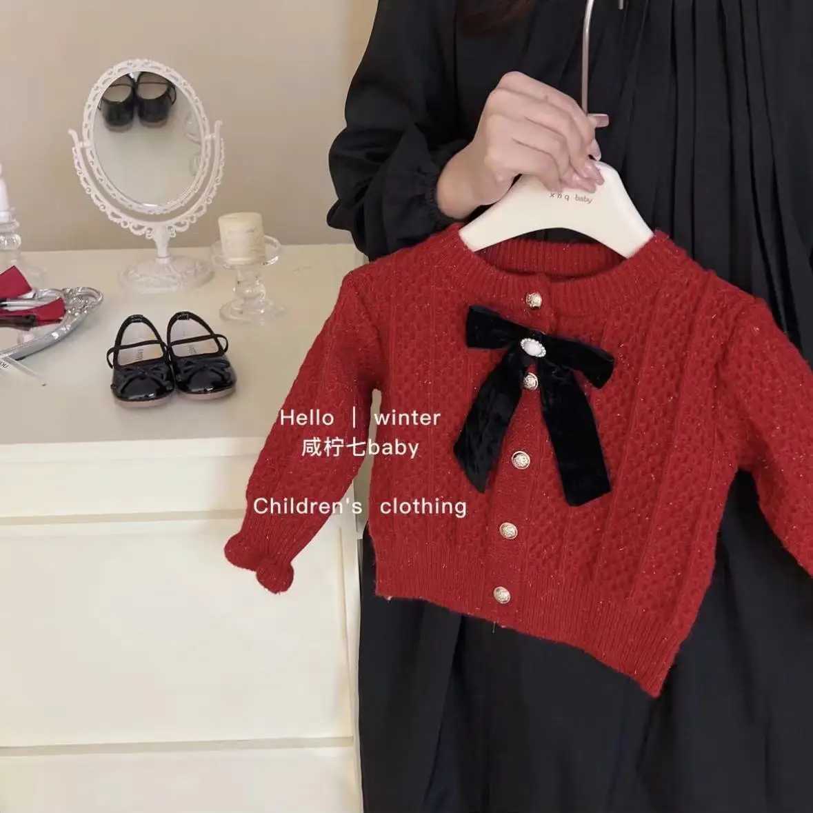 Girls Autumn Winter Sweater Pullover Coat New Fashion Kids Stylish Red Christmas Cardigan Baby New Year Chinese Clothing C260921
