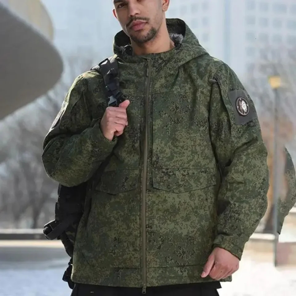 Military Mens Heat Reflection Camouflage Jacket -20°C Winter Waterproof Thermal Coat Loose Fit Outdoor Tactical Hunting Wear 260922