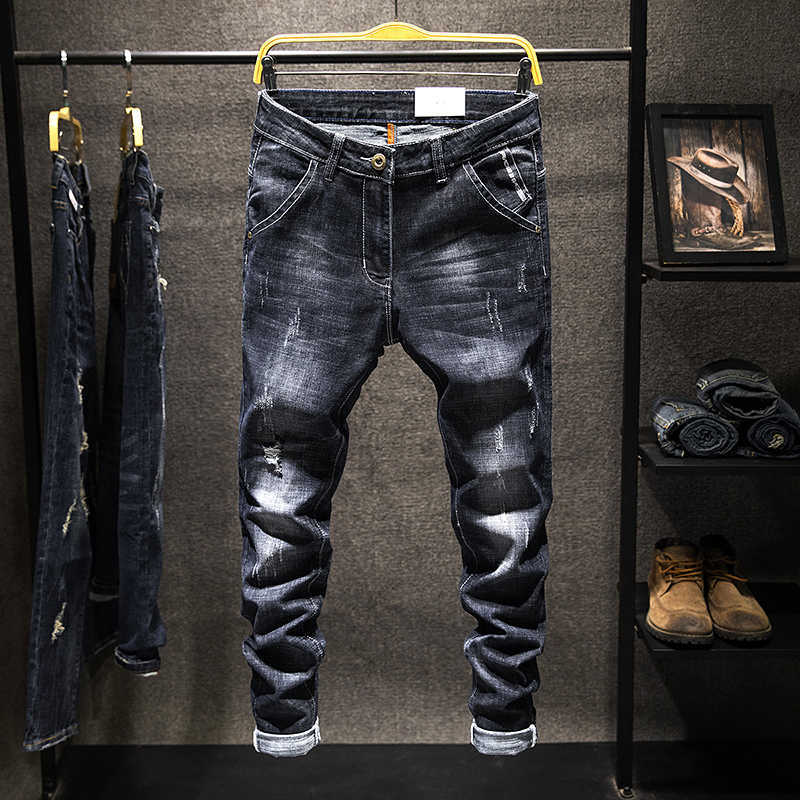 Jeans 2025 Men's Summer New Ripped Jeans Men Slim-fit Denim Pants Cotton Korean Style Fashion Men's Clothing Elasticity Versatile T260922