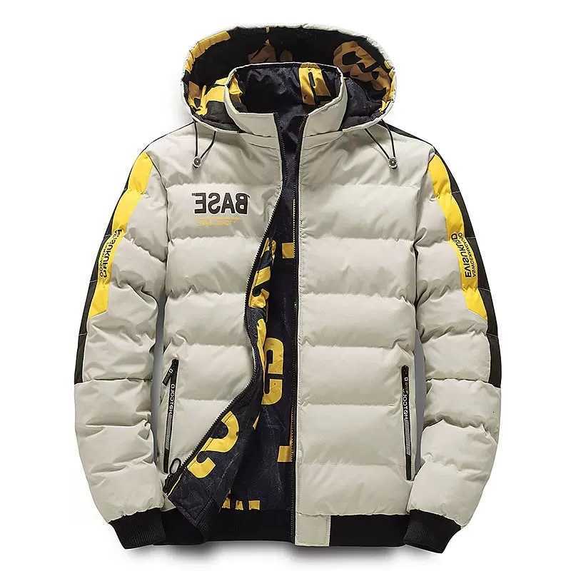 Down Parkas Autumn and Men's Winter New Trend Printed Thickened Warm Cotton-Padded Jacket Men's Casual Loose Sports Plus Size High Quality