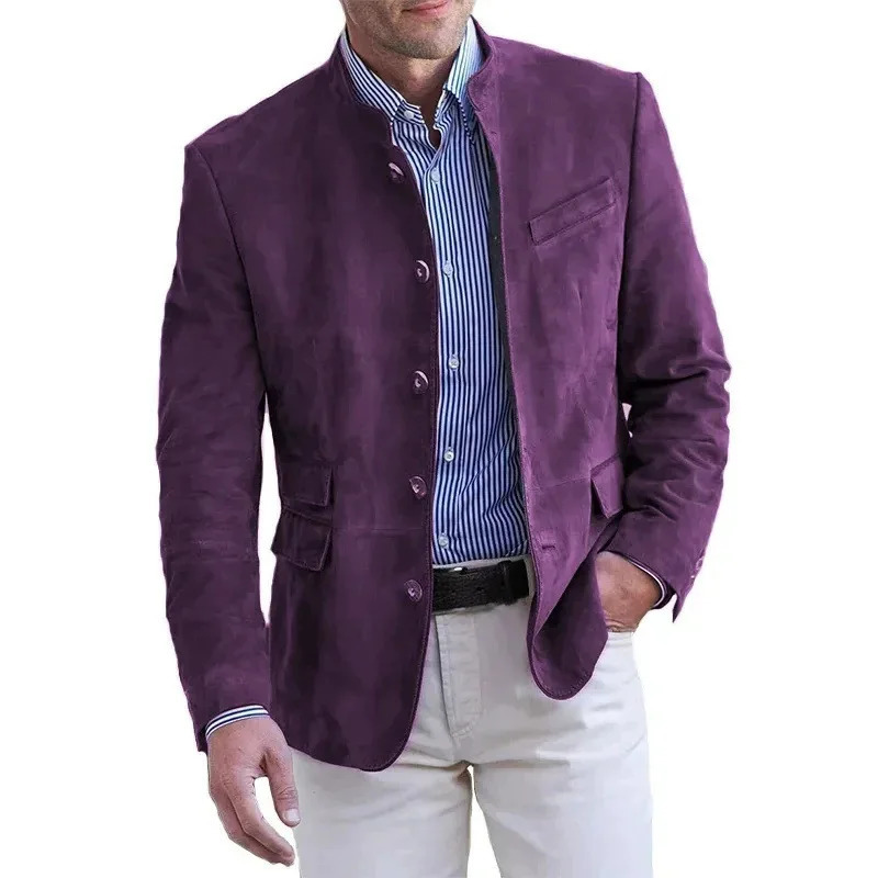 Mens Blazer Jacket Autumn Simple Casual Suit Coat Chinese Style Solid Lapel Business Outerwear for Daily Party Wear 260922