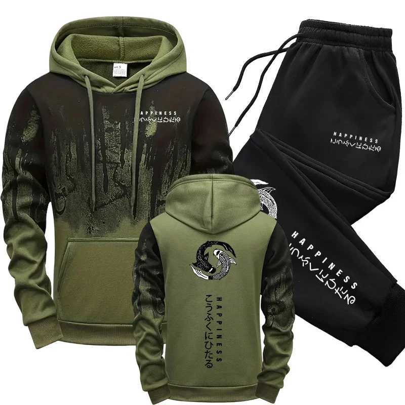 Tracksuits Japanese Fashion Men's Men's Tracksuit Hoodies Sweatpants 2 Piece Set Fall winter Daily Casual Sporty Jogging Suit Urban Trend