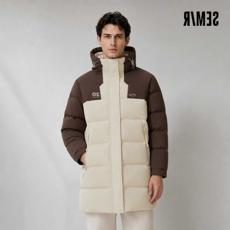 Down Parkas Semir Down Men's Jacket Men Mid-Length Hooded Sport Colorblock 2026 Winter Man Clothes Warm Outerwear Windproof Warm Colorblock Des