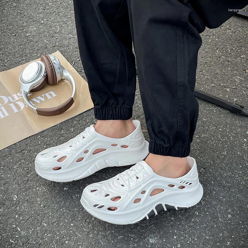 Summer Anti-Slip Couple Slippers For Men And Women Hollow Covered Toe Indoor Outdoor Casual Thick Bottom Sandals Home Use