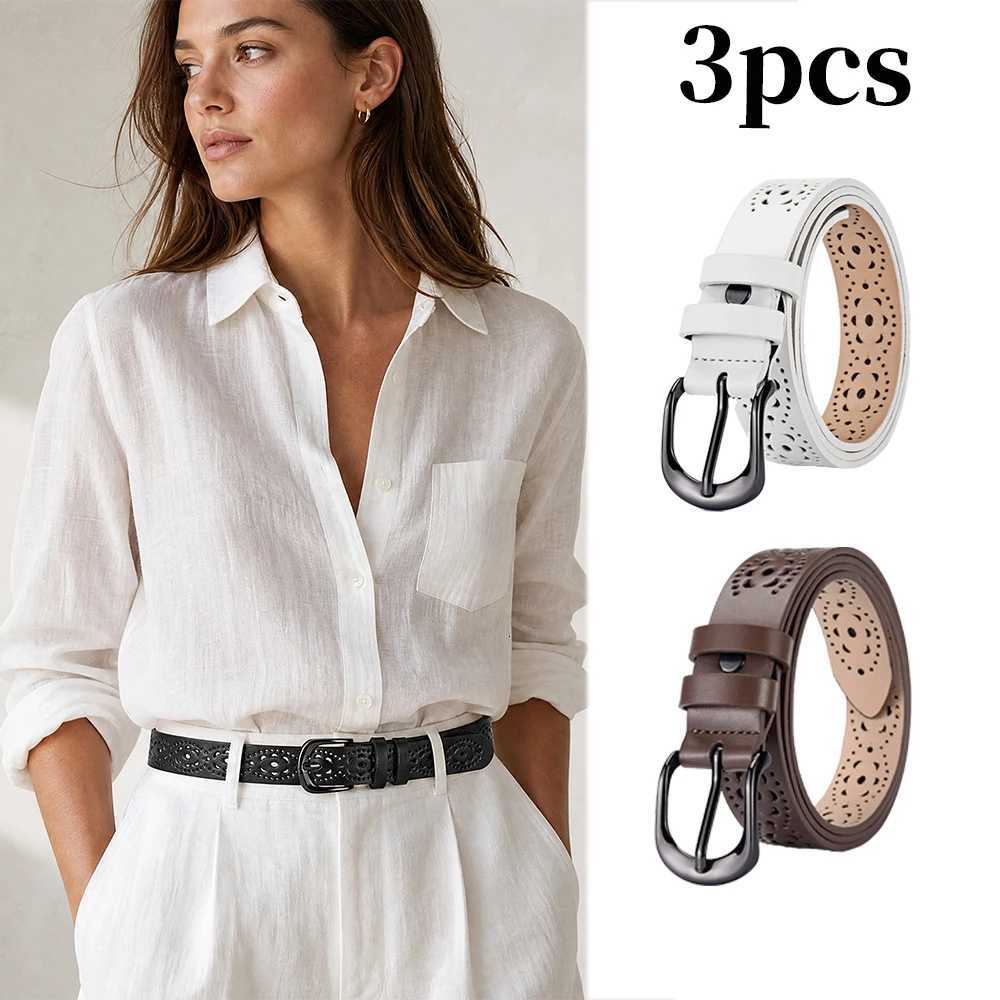 Belts 3pcs Fashion Hollow Design Women's Belt High Quality Women's Daily Wear Simple Women's Dress Wide Leg Pants Slim Belt Q260921