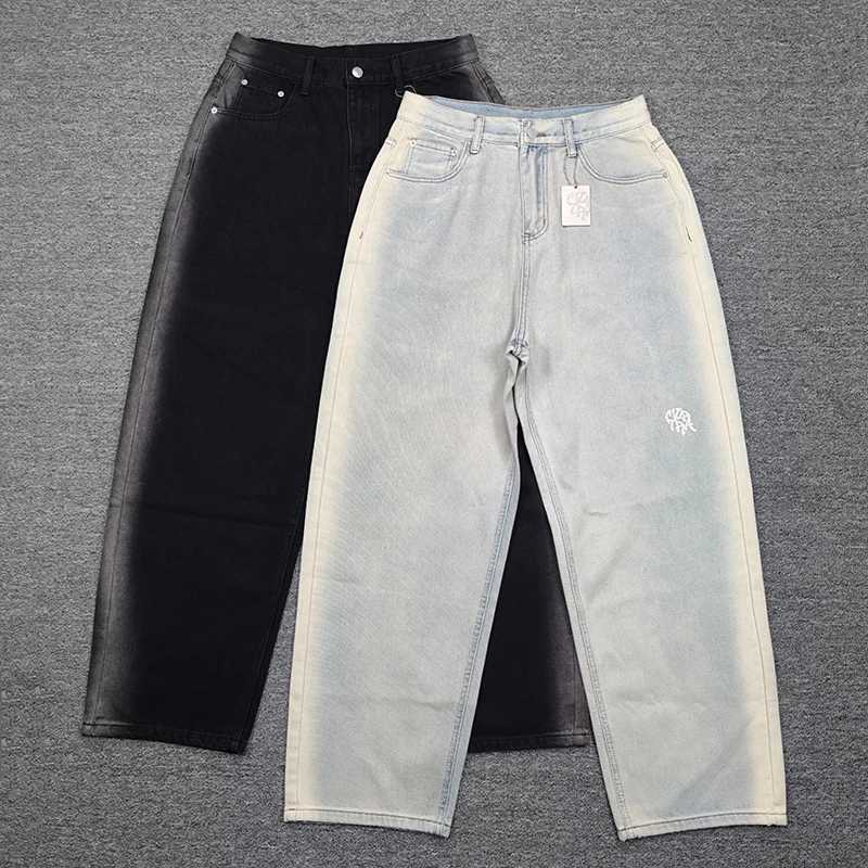Uomo Donna Jeans larghi a gamba larga lavati pantaloni in denim azzurro retro stampa lettera Hip Hop Strt pantaloni dritti Mertra larghi Q260922
