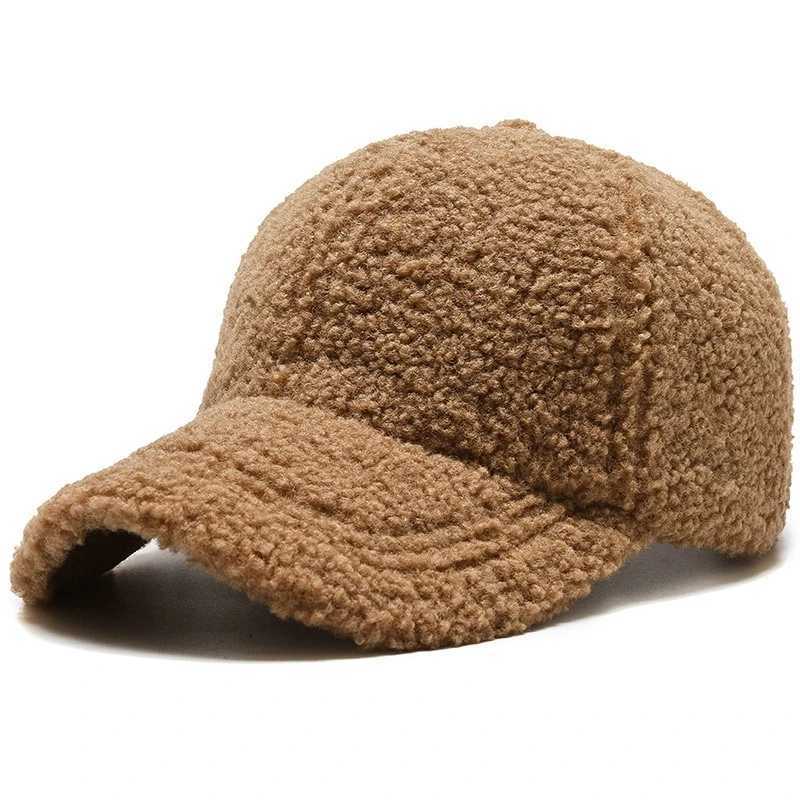 Cap Wool Baseball Trendy for Lamb Women Fleece-Lined Warm Peaked Cap Autumn and Winter Solid Color Outdoor Casual Hat M260921