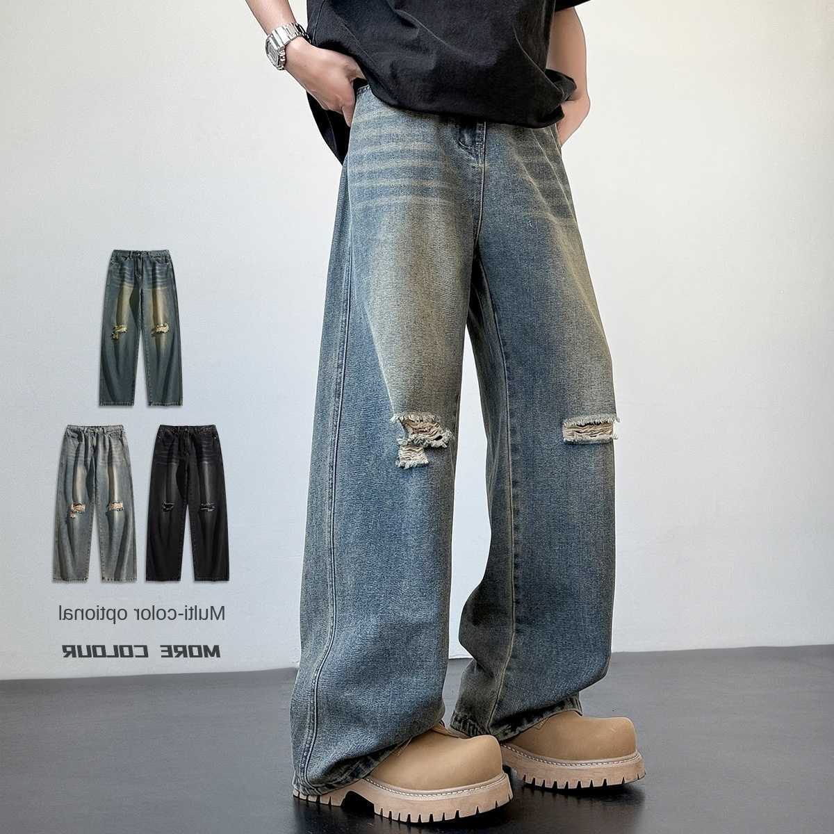 Men's Men's Jeans American Style Loose Straight Leg Jeans Vintage Spring Summer New Arrival Drapey Trendy Wide Leg Long Pants T260922