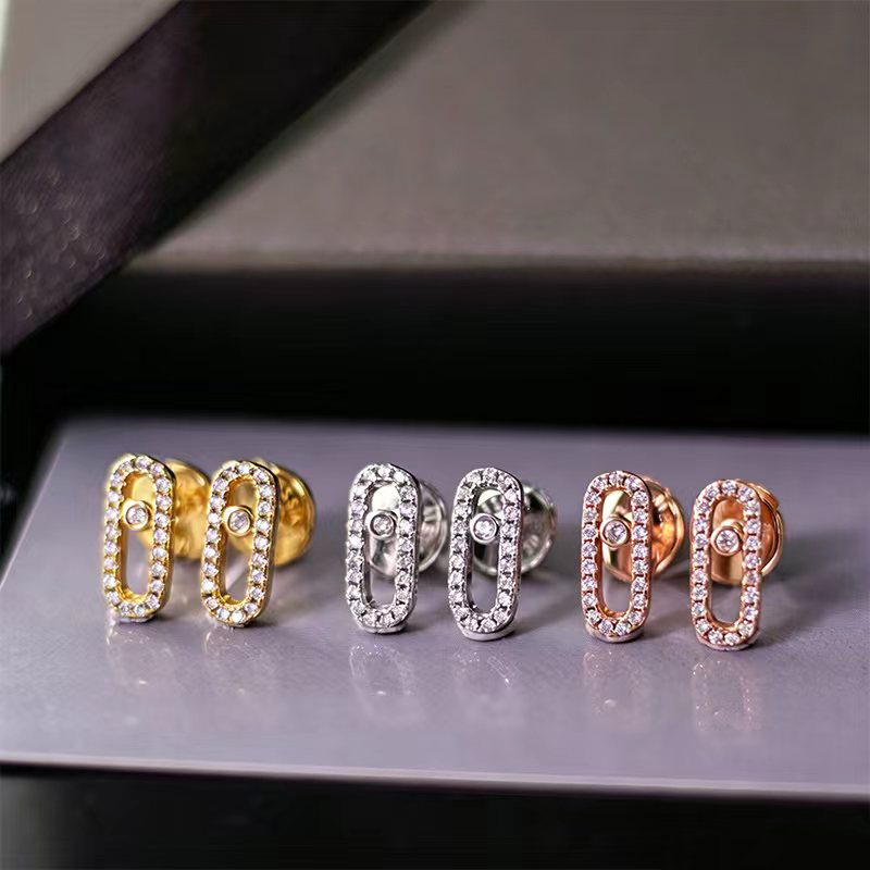 Fashion Brand Earrings Are Full Of Crystal Single Diamond Luxury Earrings 18K Gold Stainless Steel Female Designer Jewelry