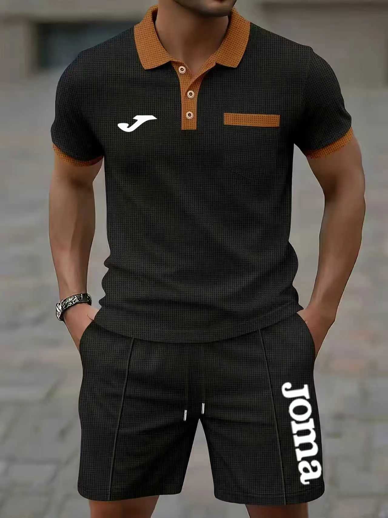 Men's Men's Tracksuits JOMA Summer Sportswear Set Short-Sleeved T-Shirt Sports Shorts Casual Fashionable Polo Collar Design for Active Men