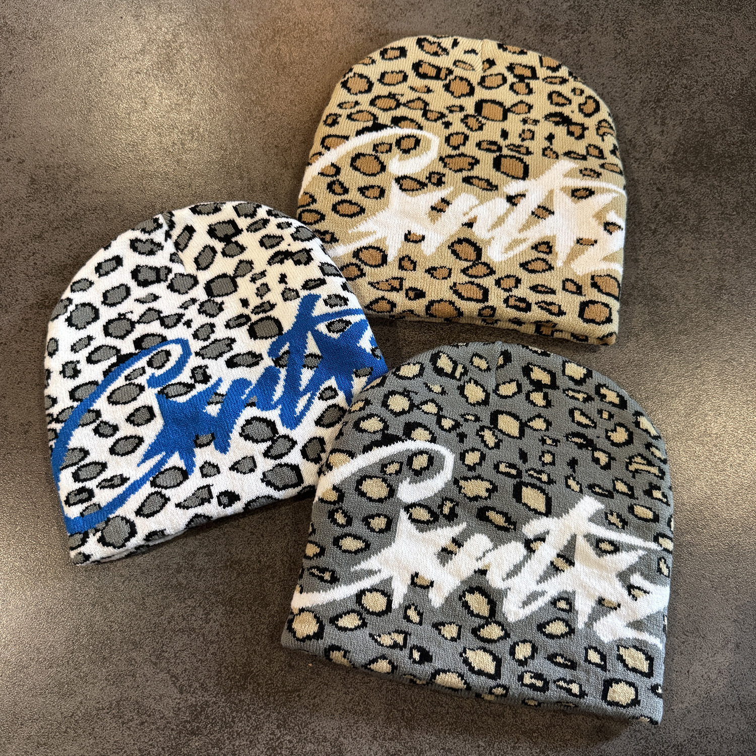 Vintage Luxury Designer Women Leopard Print Knit Beanie Hat With Star Letter Pattern Soft Warm Winter Streetwear Daily Fashion Knitted Skull Cap