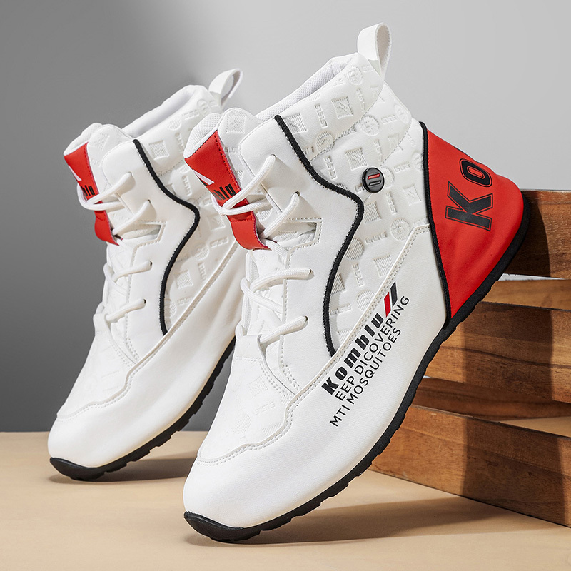 High-Top Casual Sneakers with Trendy Embossed Design, Soft and Shock-Absorbing, Versatile for Daily Commuting, Unisex Fashion Height 26L0922