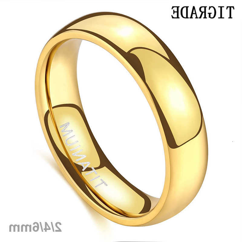 Rings TIGRADE Band 2mm 4mm 6mm Titanium Ring Men Women 14K Gold Plated Dome High Polished Wedding Band Unisex Comfort Fit Size 3-13.5T260922