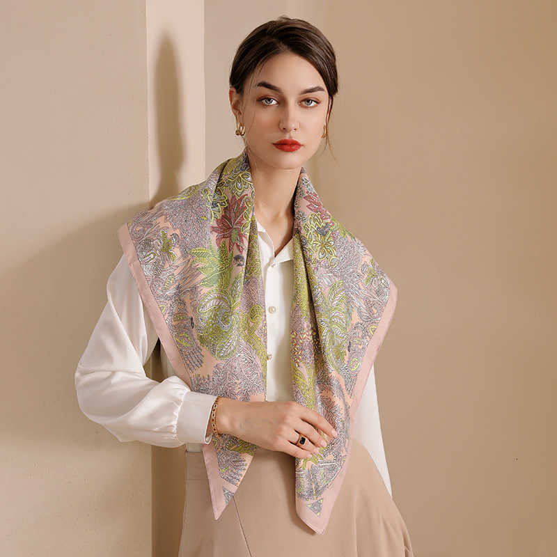 Summer Accessories 2026 Bag Parts New Printed Square Scarf Customized French Simulated Silk Scarf 90 Series Neck Small Square Scarf for Women H26092
