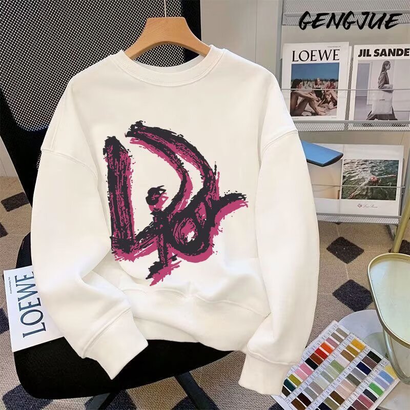 Sudadera de cuello redondo gruesa con forro polar de algodón pesado para hombre, nueva camiseta informal holgada y elegante para Otoño/Invierno
