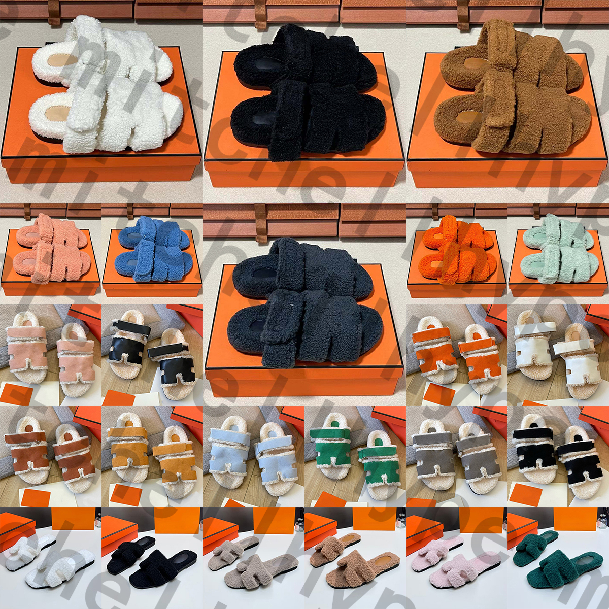 Free Shipping luxury fur furry oran hermeoran women sandles chypre women designer winter slides clogs sandals sandale shoes sandal flip flops d h ga