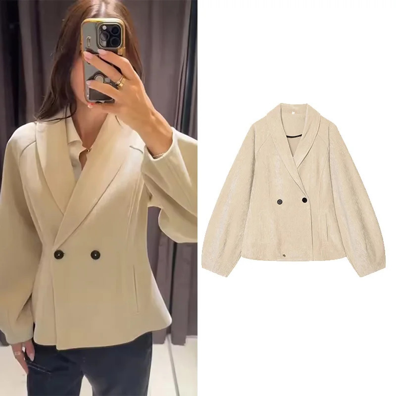 Womens Winter Jacket With DoubleBreasted 2026 Autumn RegualCollar Long Sleeve Loose Woman Suede Jacket Chic Female Coats 260921