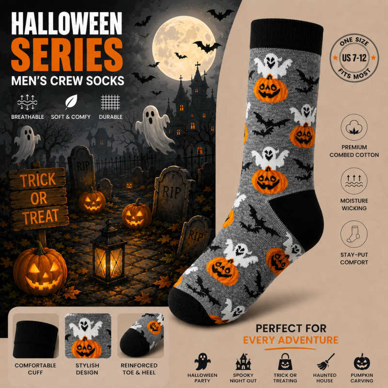 Halloween trendy socks new cotton socks for men and women spring and autumn socks skull-patterned mid-calf socks T260922