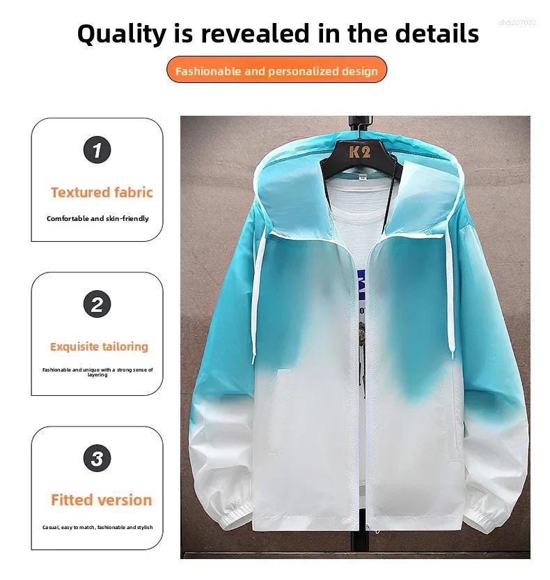Men's Summer Thin Ice Silk UV Protection Clothing Outdoor Breathable Youth Color Running Suit Lightweight Jaet