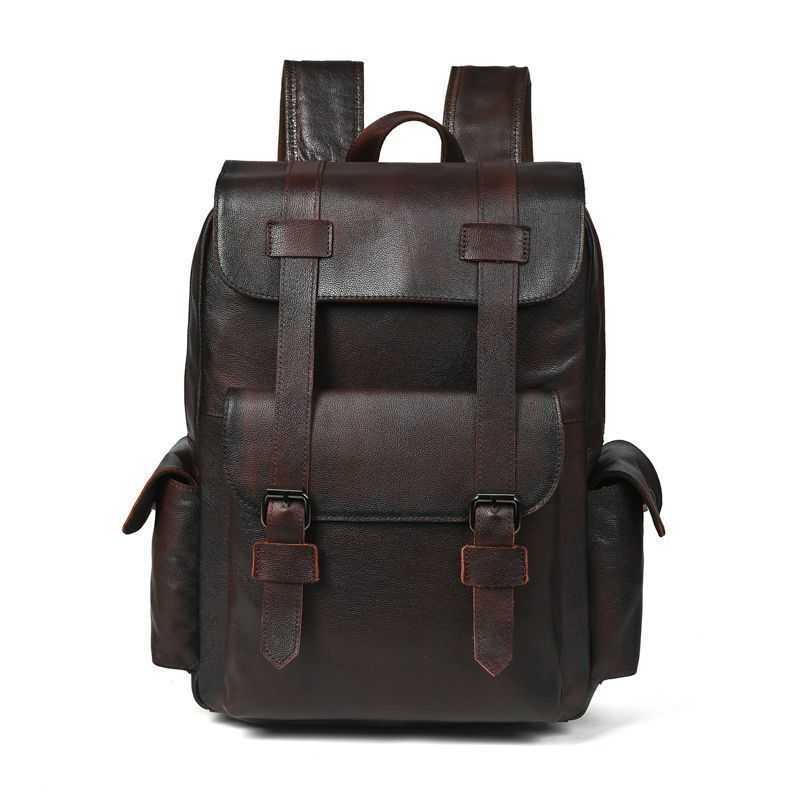 Fashion Backpack New Style 2026 Genuine Leather Men's Backpack Large Capacity Laptop Travel Bag Men Cowhide Leather School Bag Casual Bag H2609