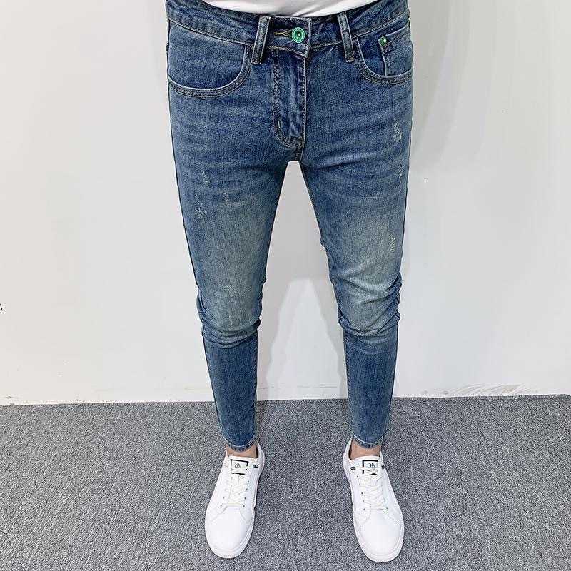 Autumn Men's Jeans and Spring Fashion Solid Color Retro Straight Blue Jeans Men's Casual Slim Fit Comfortable Breathable High Quality Pant