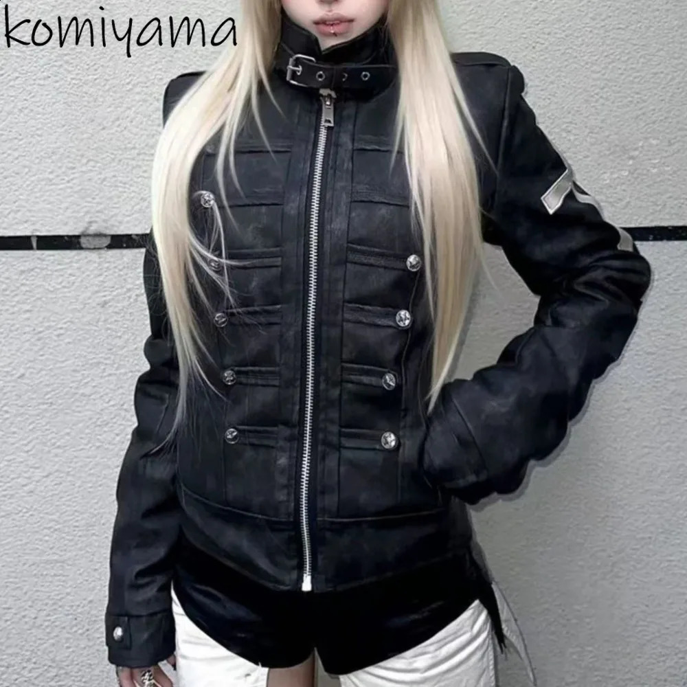 Lapel Neck Zipper Roupas Feminina Y2k Gothic Harajuku Punk Casaco Feminino Long Sleeve Ropa Mujer Jaquetas Womens Jackets 260921