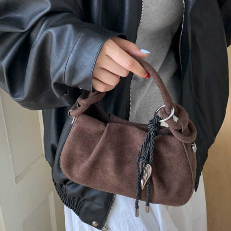 Suede Small Cross Fashion Body Leather Shoulder Bags for Women 2025 Designer Trend Crossbody Bag Females Short Handle Handbags H260922
