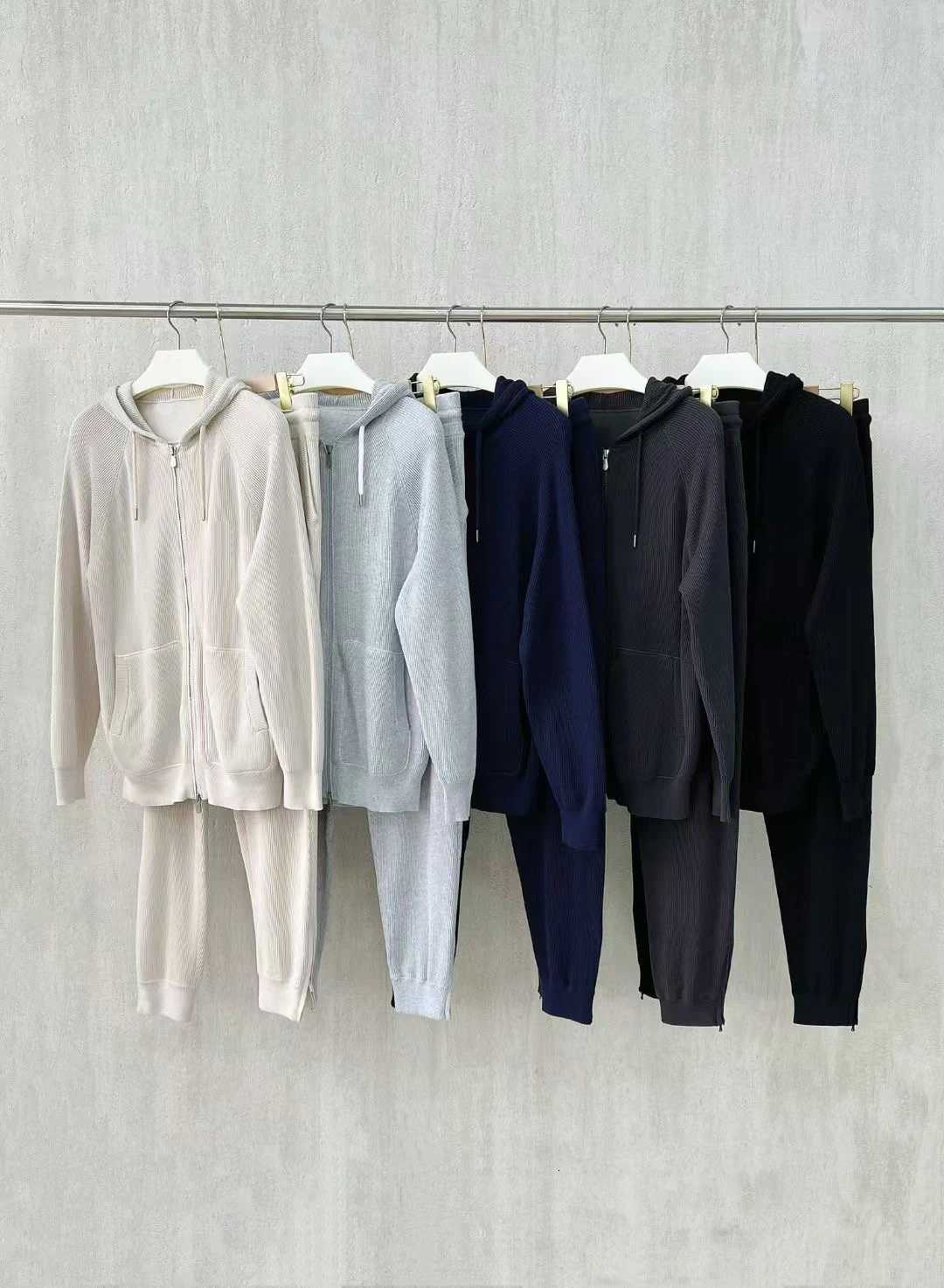 Cotton Men's Tracksuits Men's Hooded Knitted Jacket and Pants Set Casual Sweatshirt and Knitted Pants 2-Piece Set J260921